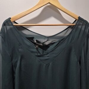 INC green long sleeves blouse